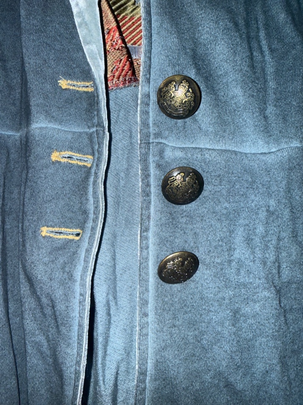 Soft Surroundings Slate Gray Velvet Trench Coat with Embroidered Lining - Picture 4 of 7